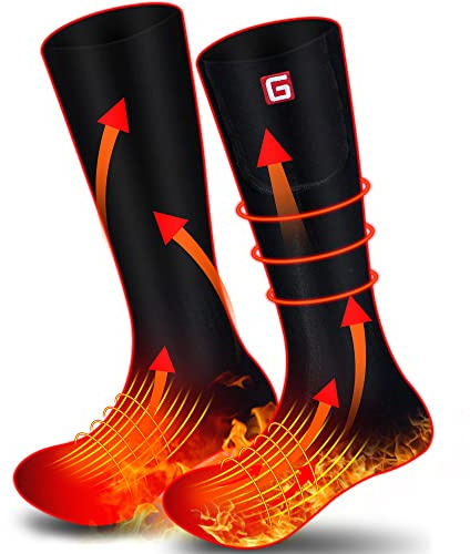 Men Women Heated Socks Electric Rechargeable Battery Heated Sox,Thermal Heated Insulated Sock,Winter Warm Novelty Outdoor Sports Climbing Hiking Hunting Biking Foot Warmer (Large, Black)