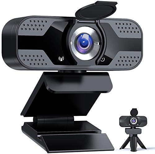 Webcam PC 1080P Full HD avec Microphone, Caméra Web USB avec trépied, pour Ordinateur de Bureau et Portable, pour Vidéo, Etudes, Vidéoconférence, Enregistrement, Jeux, Cours en Ligne
