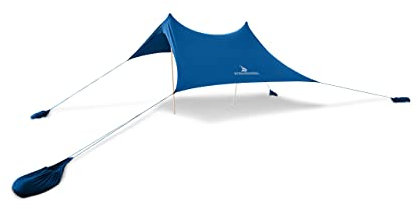 Lycra-Strandzelt - PopUp Sonnensegel für Strand & Outdoor –Sonnenschutz Strandmuschel mit Alu-Stangen und Sand-Ankern Bjoern blau