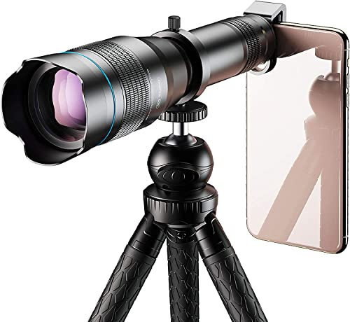 Téléobjectif 60x Haute Puissance pour Smartphone, Objectif Zoom Externe HD 60x avec Trépied Objectif pour Appareil Photo pour Téléphone Portable 650-700 Mm pour la Plupart des Téléphones Portables