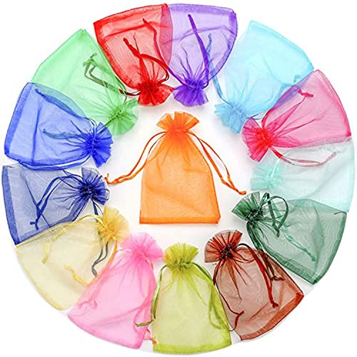 Xiang 100 Stück Organzasäckchen, 15 x 20 cm Schmuckbeutel Farbe Organza Taschen mit Kordelzug, Geschenkbeutel für Hochzeiten Partys, Organzabeutel Hochzeit Säckli Beutel Geschen