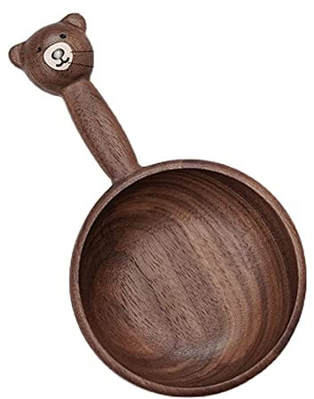 Duendhd Holzschale im japanischen Stil, niedlicher Bär, Holzplatte, Obst, Dessert, Nuss, Schale-B