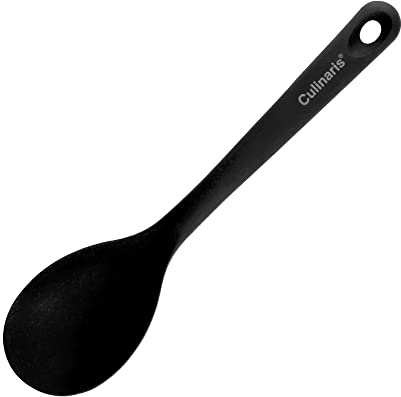 Culinaris Silikon Reislöffel Salatlöffel • Hitzebeständiger Löffel Kochen Grillen Reis Salat Servieren • BPA frei Lebensmittelqualität • Spülmaschinengeeignet • Farbe Schwarz (L 27 cm x B 6,5 cm)