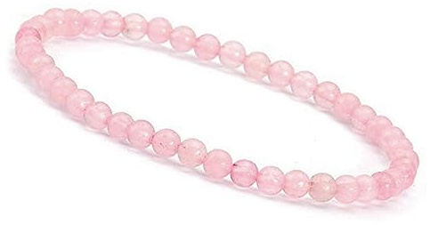 Unique Gems Rosenquarz Armband Naturstein Damen Perlenarmand 4 mm elastisch handgefertigt Made in Germany Geschenk für Frauen
