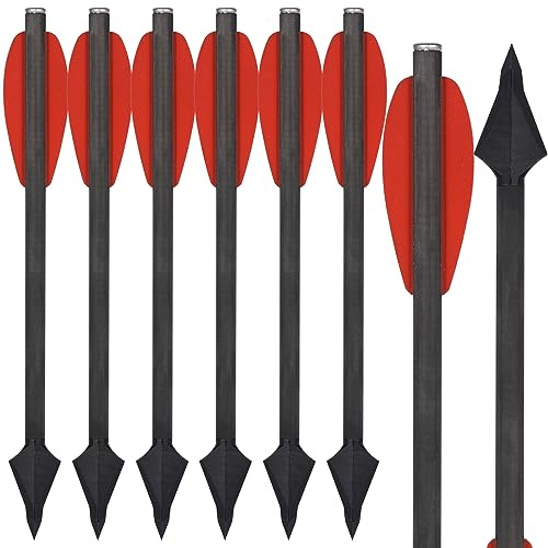 WANVZMR 6,3 Carbon Pistole Armbrust Bolzen Pfeile mit Jagdspitzen Jagdpfeile,Mini Armbrustbolzen Armbrustpfeile für 50-110lbs Pistolenarmbrust Präzisionsziel Jagd Bogenschießen