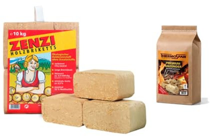 zbs24 Holzbriketts Weichholzbriketts RUF 10 kg - zum Heizen für Kamin Grill Heizung - inkl. 1 kg Premium Anzünder