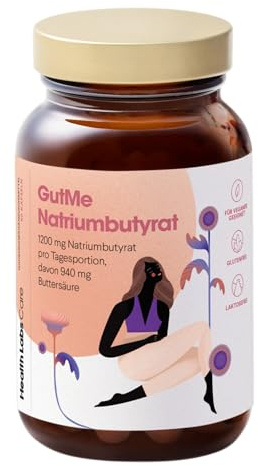 Health Labs Care Natriumbutyrat 1200 mg - 60 Kapseln - Hochdosiert | Magensaftresistente Buttersäure Kapseln - 940 mg Buttersäure pro Tagesportion