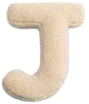 Mealini BUCHSTABENKISSEN - Buchstabe J, wollweiß, ca 22 x 28 cm, Buntes Kissen Alphabet für Namen