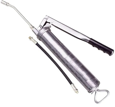 Unibos | Heavy Duty Professional Grease Gun Set | 15 oz 445Cc | Heavy Manual Pistol Grip Grease Gun Tool | with Fitting Ends Hose for Cartridges | with One Fixed & One Flexible Spout (15oz 445Cc)