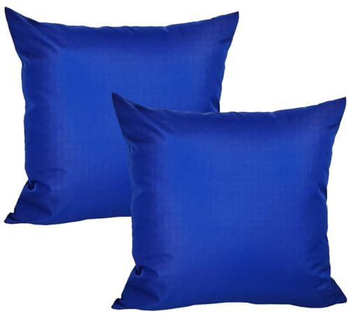 JACK 2er Set Outdoor Kissenhülle Kissenbezug 50x50cm Wasserfest Sitzkissen Lounge Kissen Garten Stuhl Lotus Effekt, Farbe:Blau