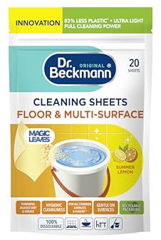 Dr. Beckmann Floor & Multi-Surface Cleaning Sheets |Powerful Against Dirt & Grease | Fast Drying | Gentle on Surface | Summer Lemon | 20 Sheets