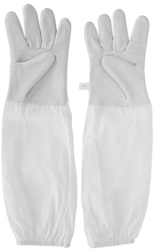 Miskall Imkerhandschuhe, Imkerhandschuhe aus Hochwertigem Ziegenleder Mit Schützenden, Belüfteten Langen Segeltuchärmeln Und Elastischen Bündchen Für Anfänger, Professionelles Imkerzubehör,XL