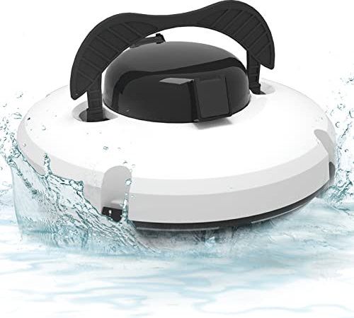 Pulitore Automatico per Piscine, aspiratore per Piscine Fuori Terra Batteria Ricaricabile con aspirazione Potente, Dura 110 Minuti, per superfici della Piscina Fino a 85 mq