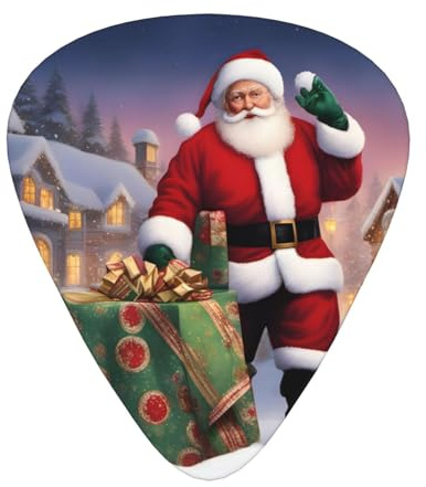 Gitarrenplektren, 12 Stück, angenehm in der Hand mit glatten Kanten, drei Stärken, passend zu Weihnachtsmann-Bild