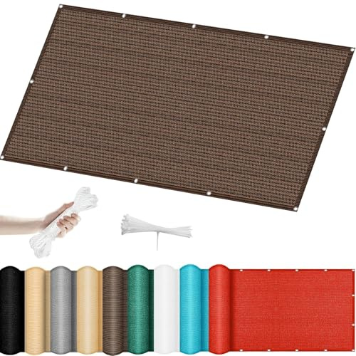 Telo Vela Ombreggiante 4 x 5 m Rettangolo Anti UV Antivento con Occhielli con Fune Vela Sole Ombreggiante Tessuto Ombreggiante per Esterno Terrazza Giardino, Marrone