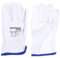 DONAU SAFETY Guantes de trabajo premium de piel de cabra / 1 par/talla 9/L/blanco/guantes de cuero con muñeca elástica/guantes de montaje/guantes/guantes/guantes de conductor guantes protectores