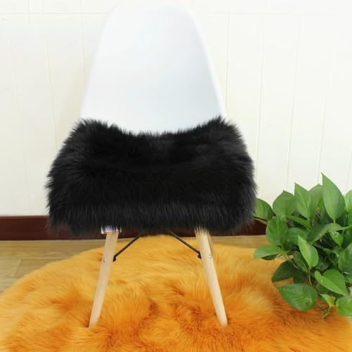 champracer Kunstfell Teppich Stuhlkissen Klein Quadratisch Sitzbezug Flauschiges Kissen Teppichmatte Weich Flauschig Wohnzimmer Schlafzimmer Sofa Fotografie Stuhl-Sitzkissen (schwarz,40x40 cm)