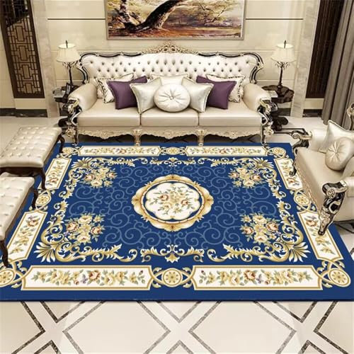 RUGMRZ Tapis Cuisine Carreaux De Ciment Oriental Bleu Restaurant Design imprimé Floral Coloré 60X90CM
