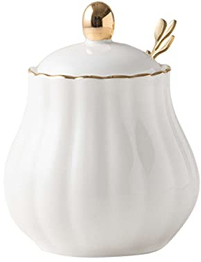 Sucrier de couleur unie avec couvercle et cuillère, pot de stockage de sucre en céramique de 300 ml, pot de sucre en porcelaine, for café, restaurant, maison-bleu - pots à épices de cuisine de 300 ml(
