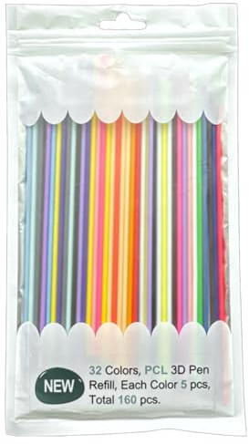 3D Pen Filament Colors - 32-Shade Printer Filament Bundle | 160+ Vibrant Printing Options with Low-Temperature Melting Technology