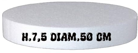 Generico Base in Polistirolo Rotonda Ø 50 cm, H 7,5 cm – Supporto per Torte a Piani e Cake Design