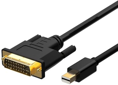 VoltShine Câble convertisseur Mini Displayport vers DVI mâle, 2 m, idéal pour connecter des appareils à des moniteurs ou projecteurs.