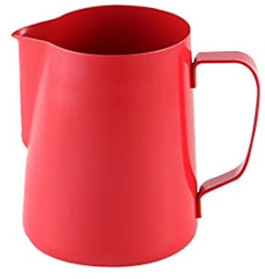 Salsiera in acciaio inox e bricco schiumalatte – Cremoso caffè a vapore con manico, 382,7 g/567 g/861,8 g – ideale per salse, panna e latte (rosso, 600 ml)
