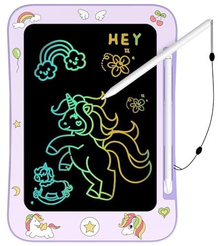 Genialba LCD-Schreibbrett für Kinder, Zeichentafel mit farbigem Bildschirm für Kinder und Mädchen im Alter von 3 bis 7 Jahren – Lernspielzeug für Geburtstag und Weihnachten (Einhorn)
