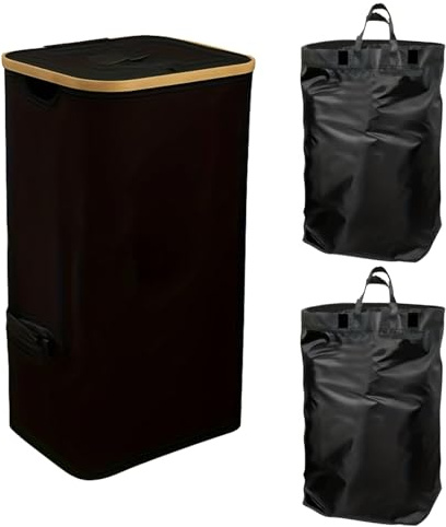 Cesto portaoggetti in bambù facile da usare con coperchio rimovibile, design staccabile per bottiglie di riciclaggio cesto portabiancheria cestino staccabile per bottiglie e biancheria