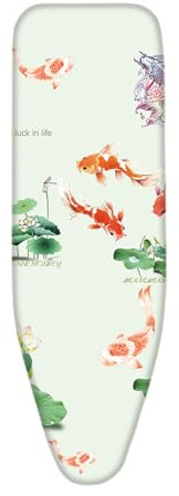 Housse Table à Repasser Poisson Rouge Lotus Housses pour Tables Housse Planche à Repasser avec Bande Élastique Tapis de Repassage Réfléchit la Chaleur Housses de Repassage Montage Rapide 120x40cm