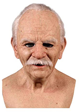 Yestree Alte Mann, realistisch, Latex, gruselig, alter Mann, Vollmaske, Menschenmaske, Cosplay-Stil, Halloween, Maske für Erwachsene, lustig, Kostüm, Maske
