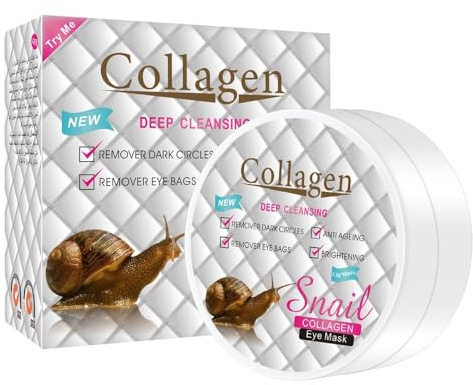 DISAAR Beauty Snail Collagen Eye Mask Patches – Deep Cleansing, Anti-Aging Under Eye Pads for Dark Circles, Puffiness & Wrinkles – Hydrating Gold Foil Eye Treatment, 60pcs (30 Pairs)