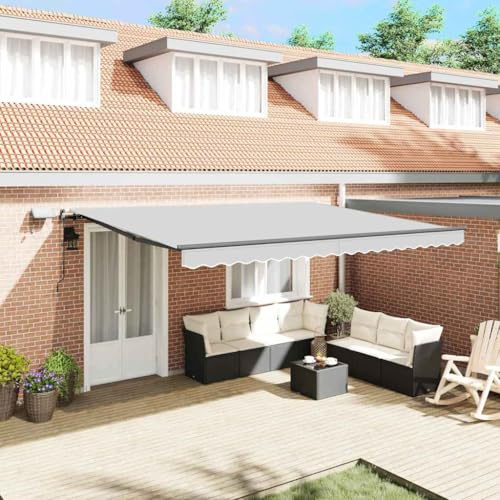 Pergola Adossée Voile Ombrage Rétractables pour Patio, Auvent avec Anthracite 5 x 3 m Métal pour Cour, Balcon, Jardin