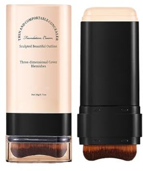 Koreanischer Foundation Stick Make Up Stick 2-in-1 - Vollabdeckung Konturstab mit Einbau-Pinsel, Wasserfest Matt Finish für Mischhaut & Reife Haut (#2, 68g)