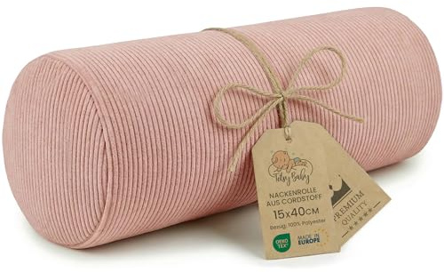 Cojin rollo para cervical lumbar y para las rodillas por dormir 40x15 cm - cojines alargados cilindrico para recostarse o cojín alargado de yoga Almohada de espuma con funda Oeko-Tex rosa Pana