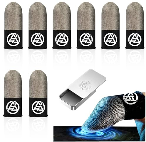 Pack of 8 Gaming Finger Sleeves, Finger Sleeve, Breathable Gaming Finger Covers, Ultra Sensitive Finger Gloves, Sweatproof Gaming Thumb Case, Finger Sleeve Thumb Sleeves, Suitable for All Games
