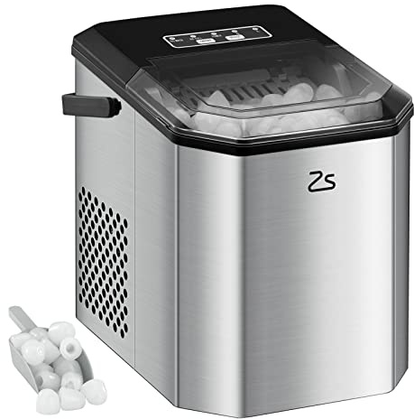 Garvee Macchina per cubetti di ghiaccio compatta – 12kg/24h, 9 cubetti in 6 minuti, funzione autopulizia, 120W, con paletta e cestello – Ideale per feste, ufficio, bar, camper – Conforme alle