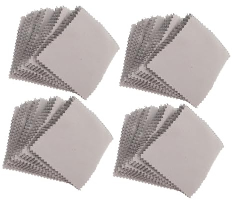 VOSAREA Chiffon à Polir en Suédine Nettoyage Délicat 8x8 Cm 50 Pièces et Anti-ternissement pour Bijoux en Argenté pour Argenterie et Surfaces Délicates