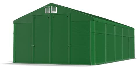 Das Company Tenda di stoccaggio verde scuro 5x10x3m Impermeabile 560 g/m2 PVC Telone Costruzione Winter Plus sul Fondo e Rinforzi Tetto e dell'Ingresso tutto l'anno con cavi d'acciaio