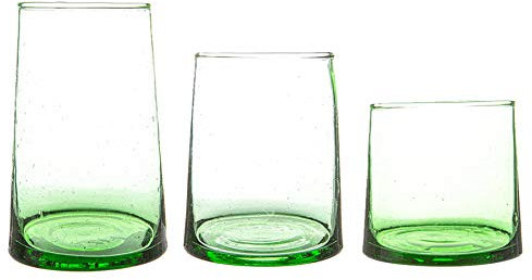 Nicola Spring 18 pièces Merzouga recyclé Verrerie - Marocaine Highball Verres à vin Whisky Gobelets - Vert