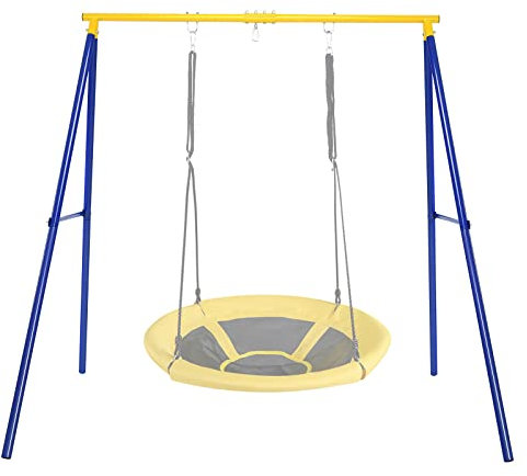 GOPLUS Supporto per Altalena con Struttura Metallica, Altezza Regolabile, da Giardino e Cortile, Carico di 200kg, 196x180x185 cm