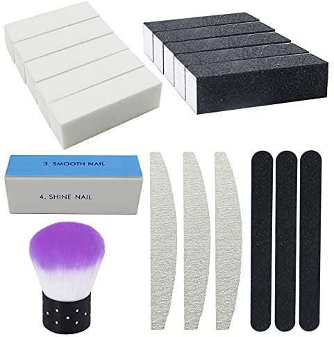 Belvanr Lot Lime a Ongle Professionnelle 18 Pièces Limes a Ongles Buffer Ongles Polissoir Bloc Polissoir Ongles Limes à Ongles Professionnelles Double Face 100/180 Grain Bloc de Polissage Ongle