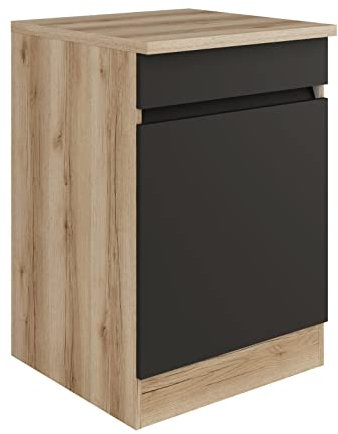 idealShopping GmbH Küchen Spülenunterschrank mit Arbeitsplatte Noah SP606-0+ in anthrazit 60 cm breit
