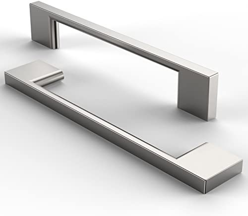 FURNIWARE 10 Stück Möbelgriffe Schrankgriffe Küchengriffe Griffe Möbel Schubladengriffe Griffe für Küchenschränke Schränke Möbelgriffe Schubladengriffe 128mm Lochabstand Gebürstetes Satin-Nickel
