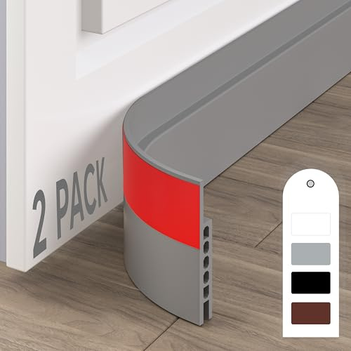 Porte Bas Joint Strip,Boudin d'étanchéité, joint de porte adhésif, bloqueur résistant aux intempéries, joint sonore, butée de porte en silicone, 100 cm 2 pièces, Gris