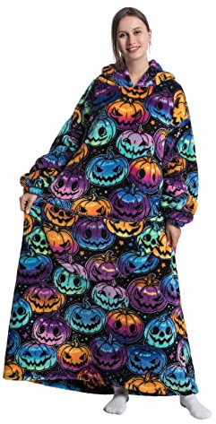 Seogva Manta con capucha extra larga, manta sobredimensionada para hombre y mujer, manta gigante súper cálida y cómoda, manta de franela gruesa con mangas y bolsillo gigante, Talla única