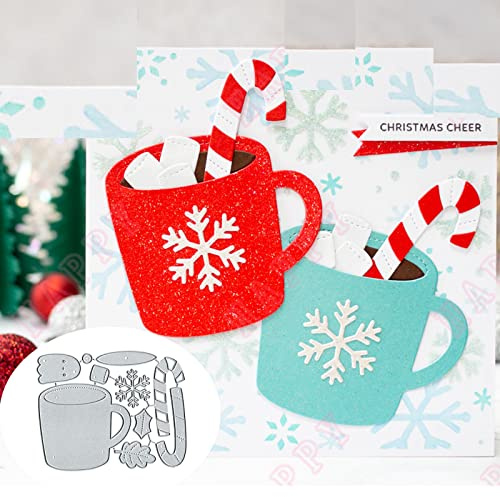 Weihnachts-Schneeflocken-Tasse, Metall-Stanzformen, Merry Christams, Schneeblumen, Blätter, Stanzschablonen, DIY, Scrapbooking, dekorative Prägepapier, Scrapbooking, Kartenherstellung