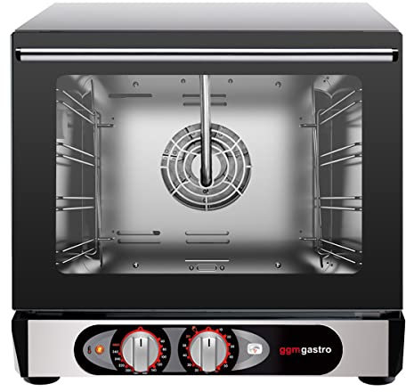 GGM Gastro Four culinaire à convection - Contrôle manuel de la température - Fonction vapeur - 4 plateaux - 2.9 kW - Acier inoxydable premium - Forme ergonomique - Noir - EHODV4