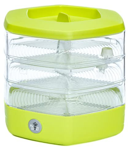 Three Levels Germination Tray Set, Diameter 17 cm, Sprout Box Set for Sprouts, Cress Seeds, Sprout Tower with 3 Seed Trays, Design Cress Sieve made of Plastic (Grey)