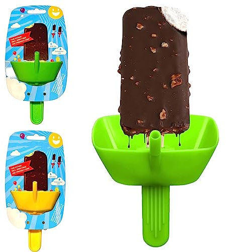 2Pcs Ice Lolly Holder, Reusable Drip Free Popsicle Holder, Ice Pop Holder No Drip Popsicle Holders with Straw for Home Gadget, Summer Party (y+g)